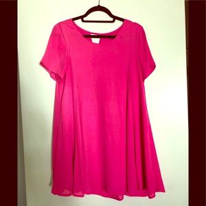 Hot pink summer shirt dress